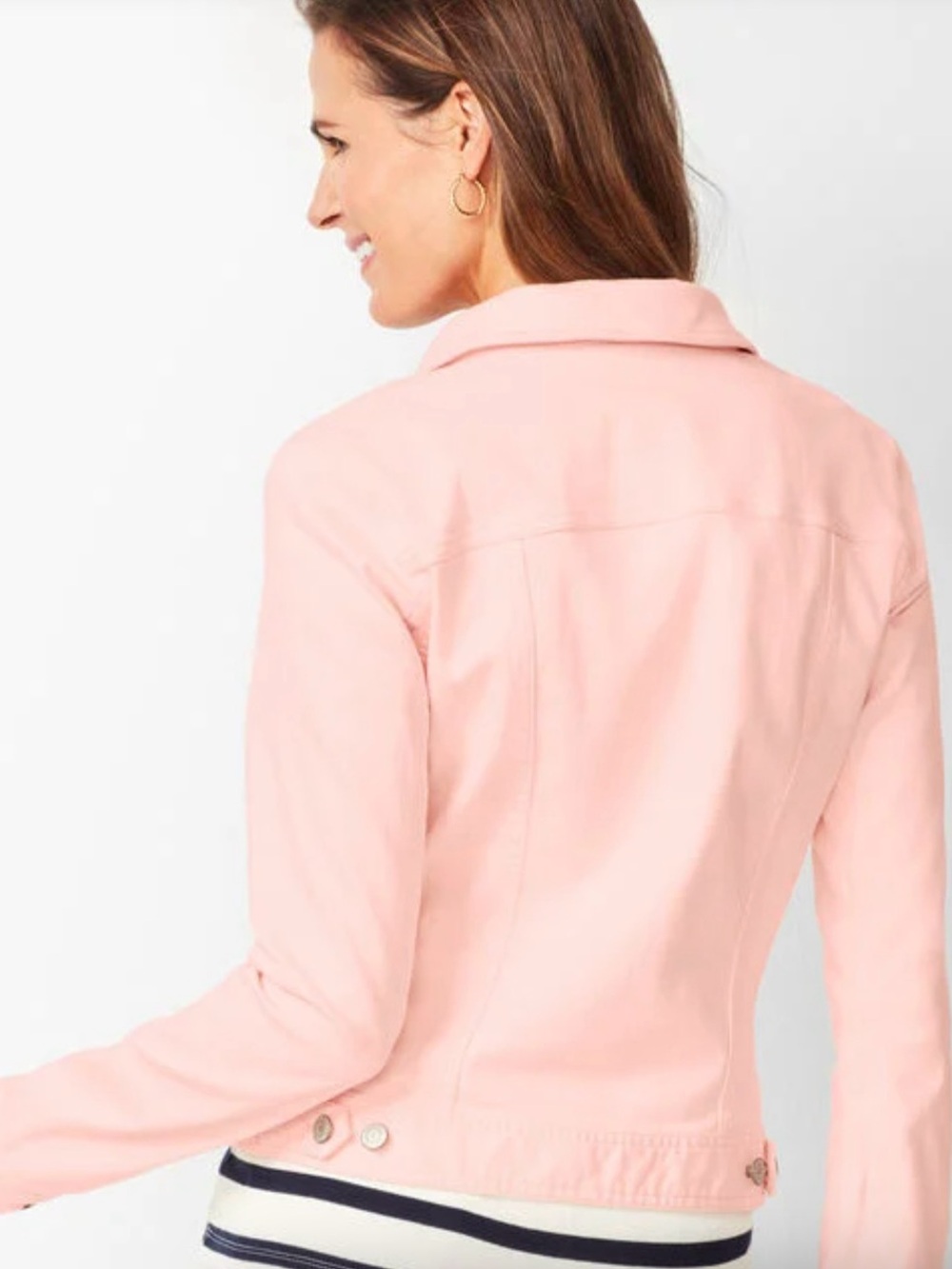 Talbots Pastel Pink Denim Jacket Size 4P - Picture 9 of 9